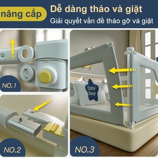 Thanh chắn giường cho bé, nâng hạ từng bên, lắp đặt dễ dàng, An toàn cho bé, Bản nâng cấp mới nhất