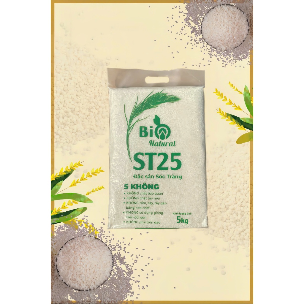 Gạo ST25 Đặc sản Sóc Trăng, Gạo Thơm Thượng Hạng - Túi 5KG | Shopee ...