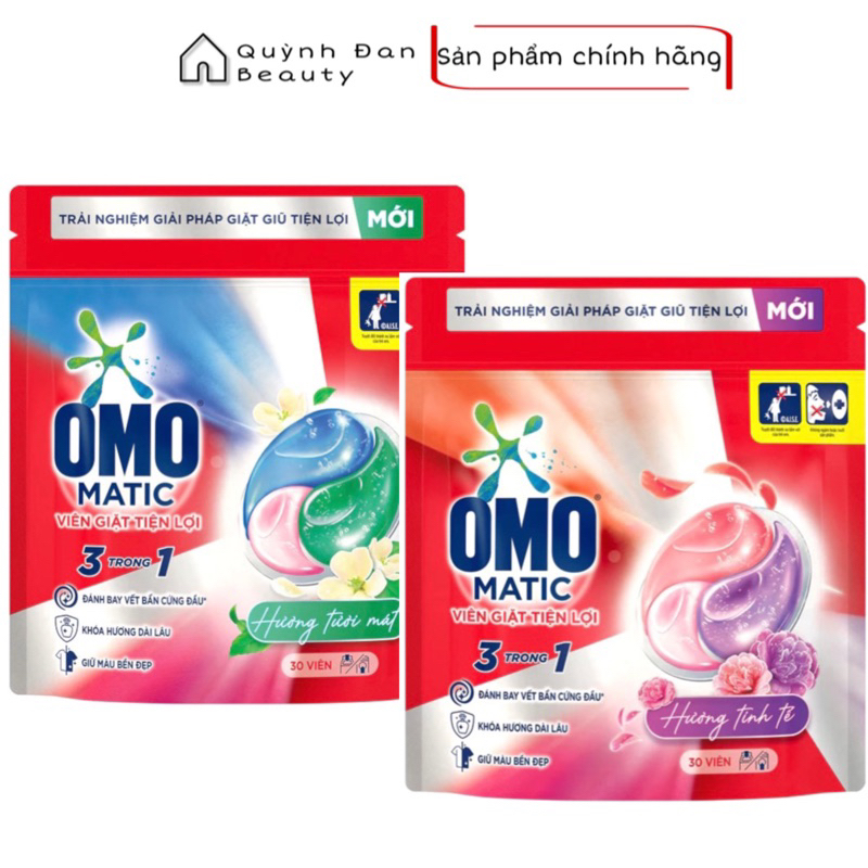 Túi viên giặt tiện lợi OMO Hương Thơm Mát 3 trong 1 (30 viên/túi)