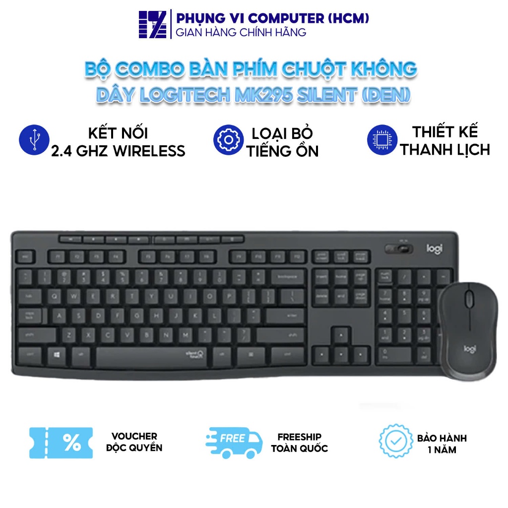 Bộ Combo Bàn Phím Chuột Không Dây Logitech MK295 Silent (Đen) - Hàng ...