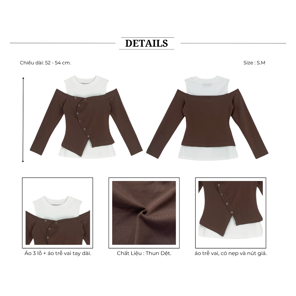 Ảnh Áo Kiểu Trễ Vai Phối Hai Items Tay Dài Cổ Tròn Cut out Chất Thun Bozip BBSTORE'S  -A4192Q 3