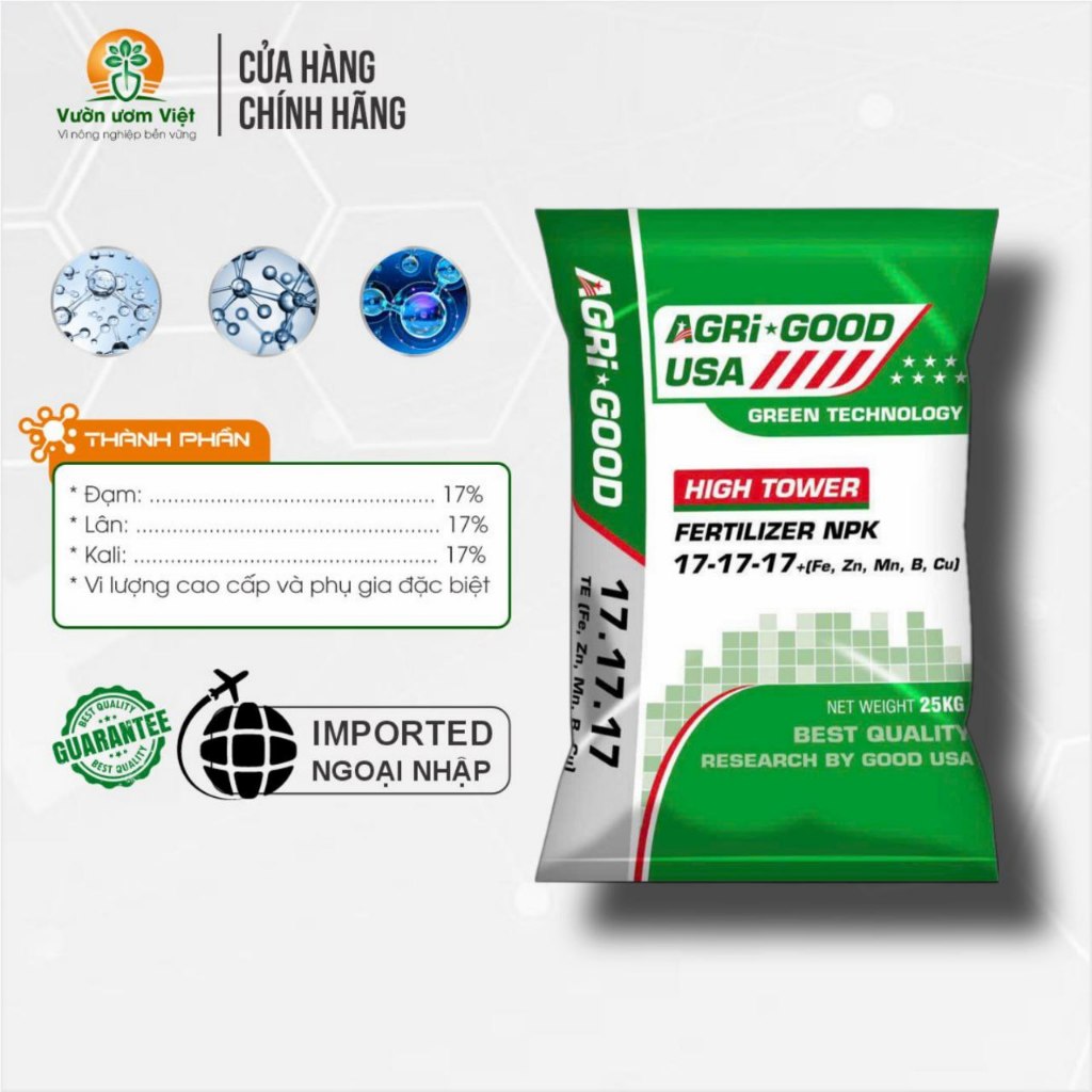 [Bao 25Kg] Phân bón 17 17 17 HOA KỲ - dưỡng cây mập thân, lớn gốc, tạo bông, xanh dày lá cực mạnh
