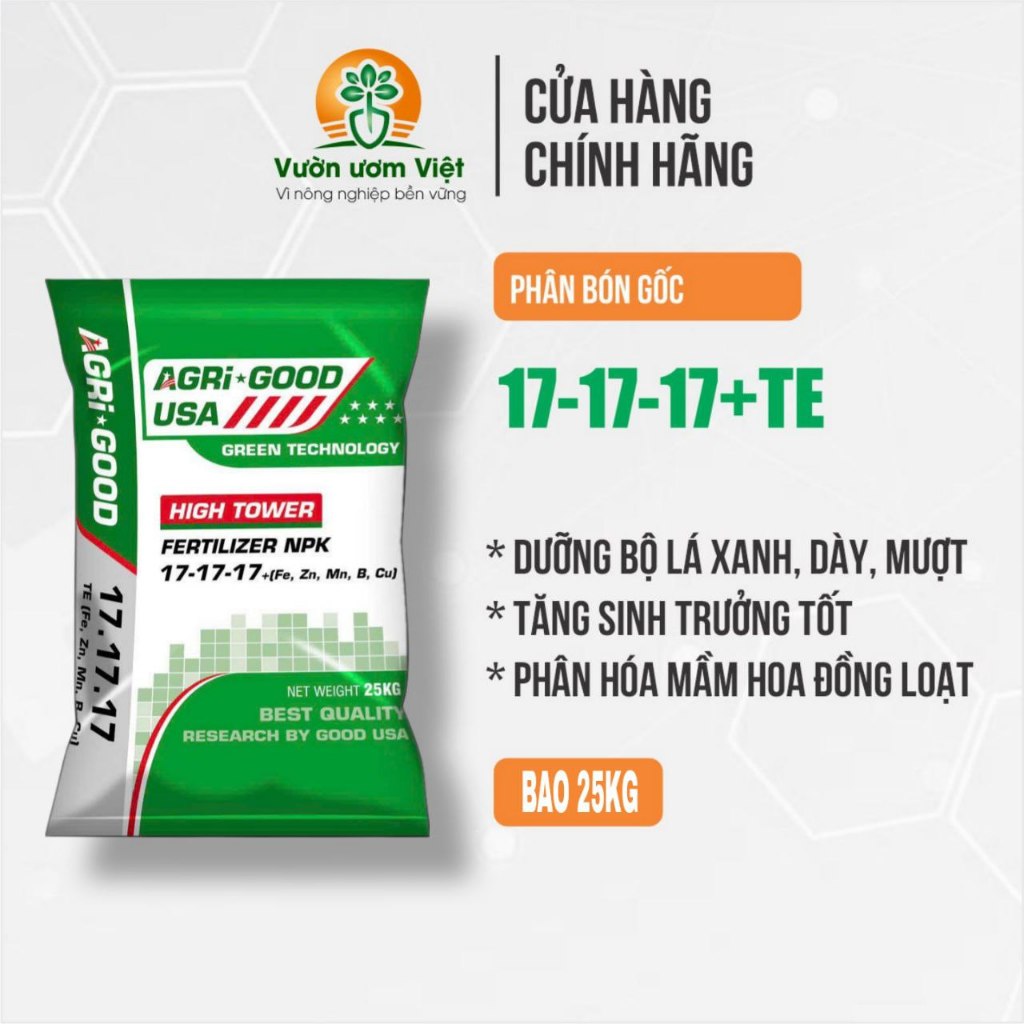 [Bao 25Kg] Phân bón 17 17 17 HOA KỲ - dưỡng cây mập thân, lớn gốc, tạo bông, xanh dày lá cực mạnh
