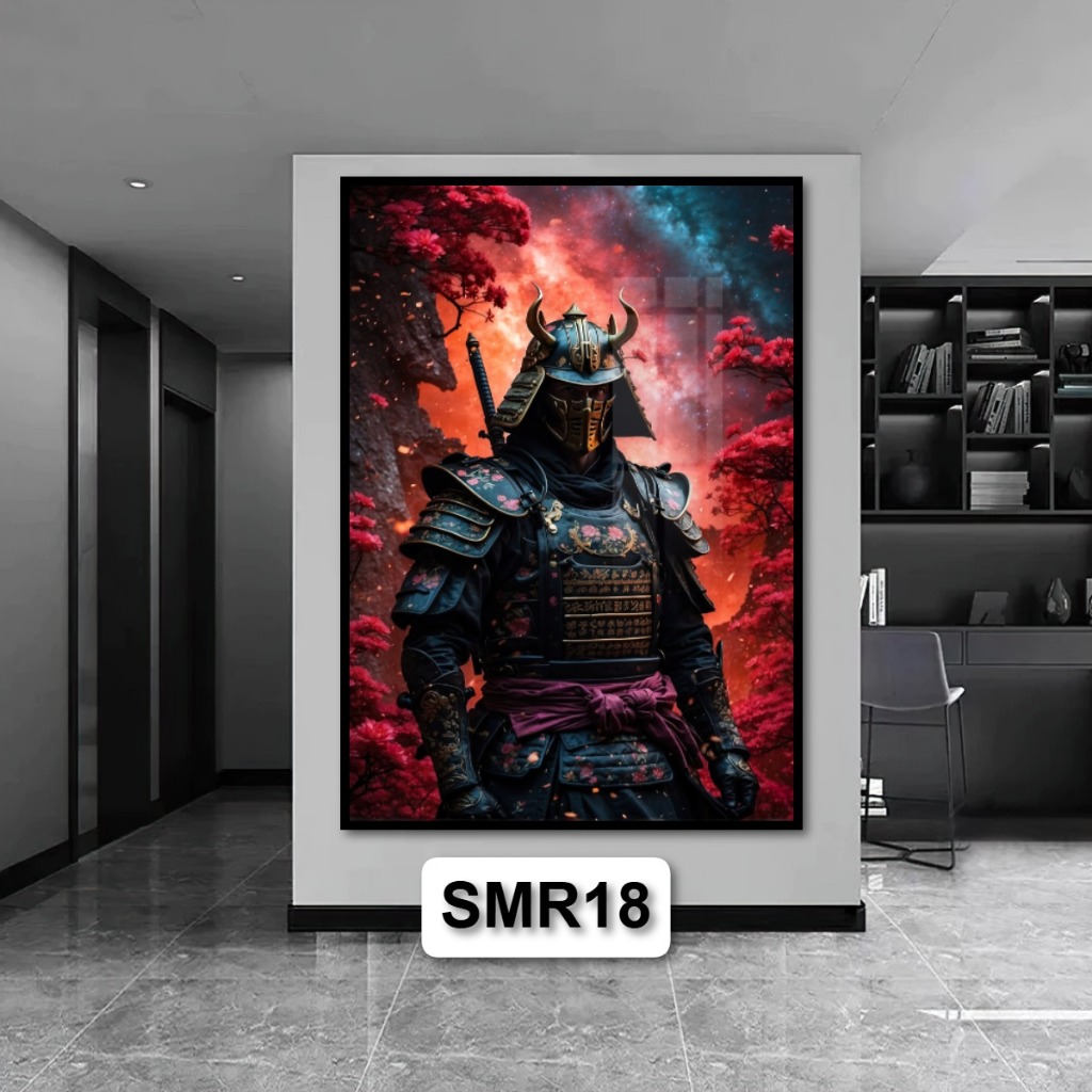 Tranh Gỗ Chiến Binh Samurai Nghệ Thuật Hiện Đại Tráng Gương Có Khung Decor Nhà Không Gian Phòng Khách