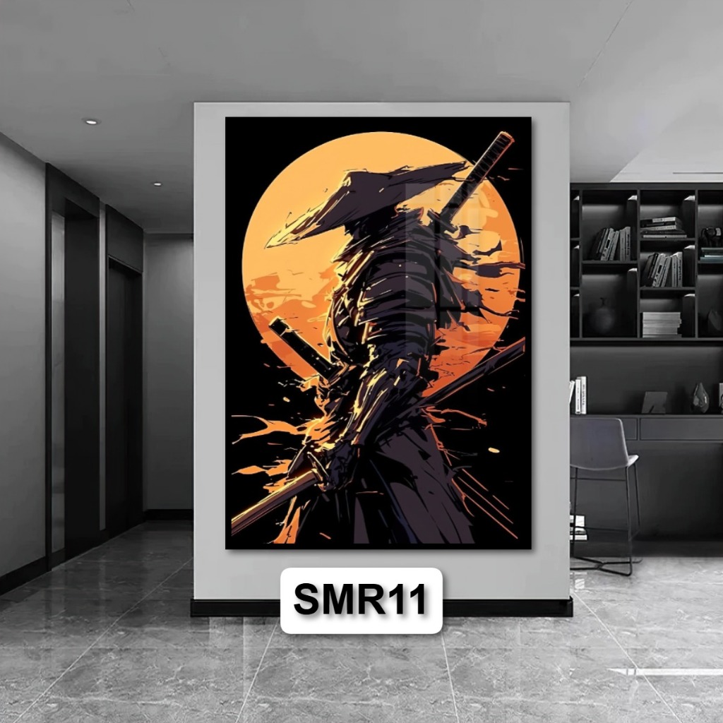 Tranh Gỗ Chiến Binh Samurai Nghệ Thuật Hiện Đại Tráng Gương Có Khung Decor Nhà Không Gian Phòng Khách