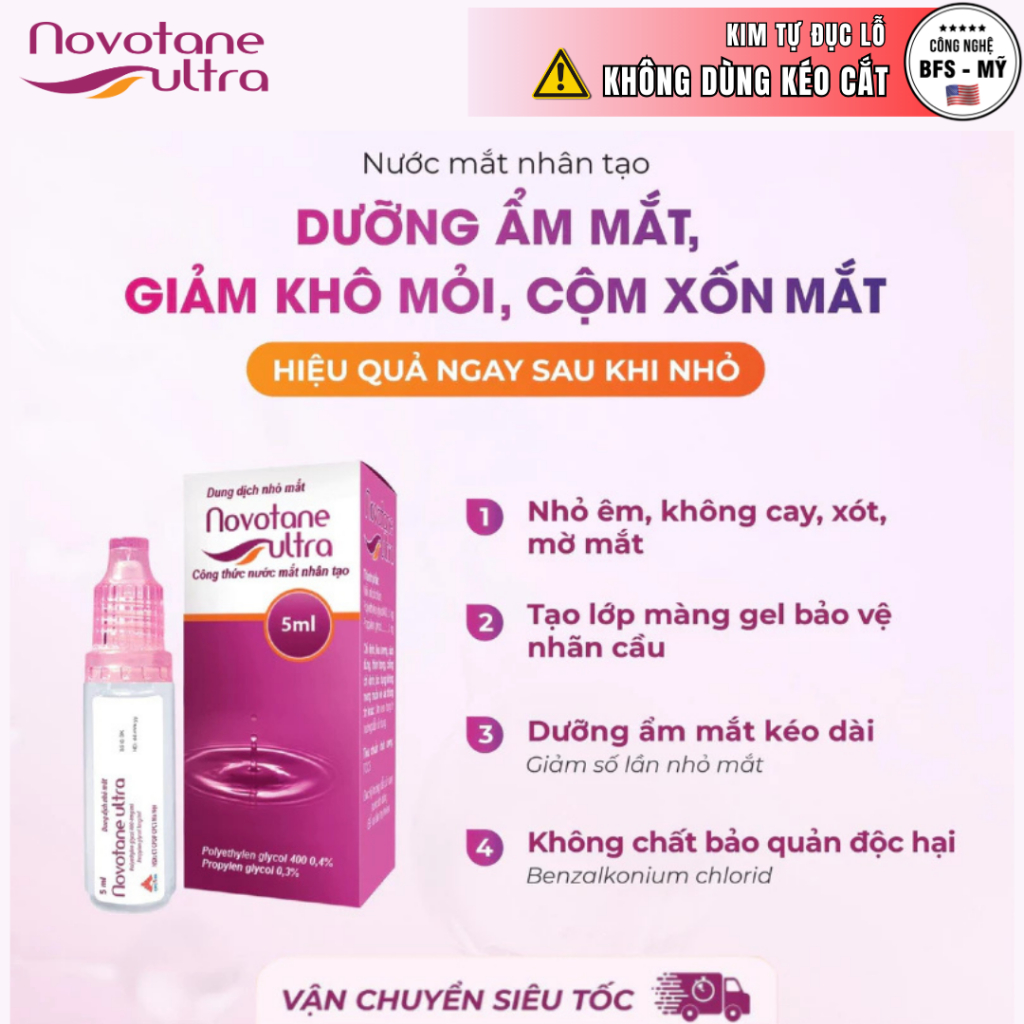 Nước Mắt Nhân Tạo Dưỡng Ẩm Mắt Hàng Ngày Novotane Ultra 5ml, Giảm Khô ...
