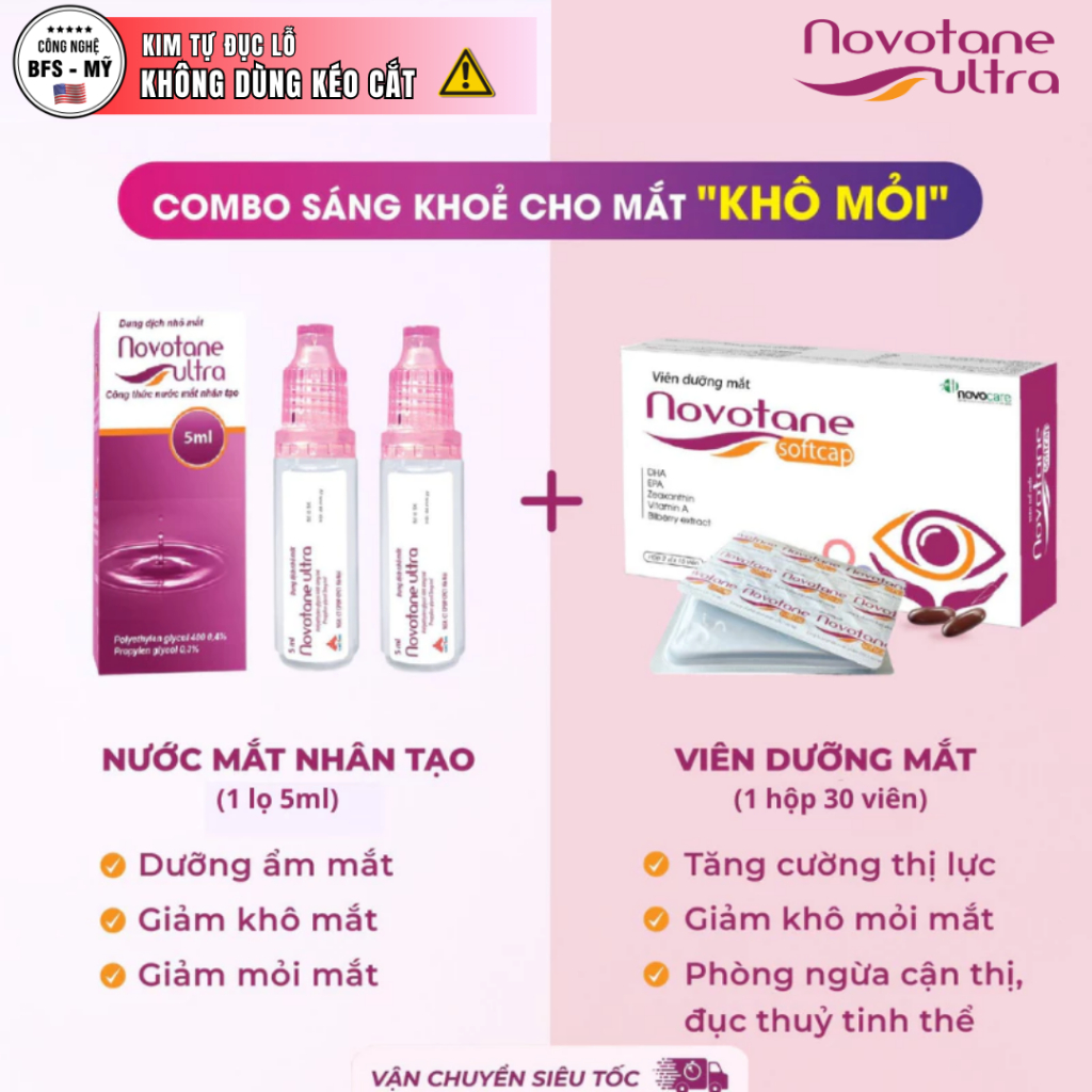 Combo dưỡng mắt Novotane Ultra 5ml & Novotane Softcap 30 viên | Shopee ...