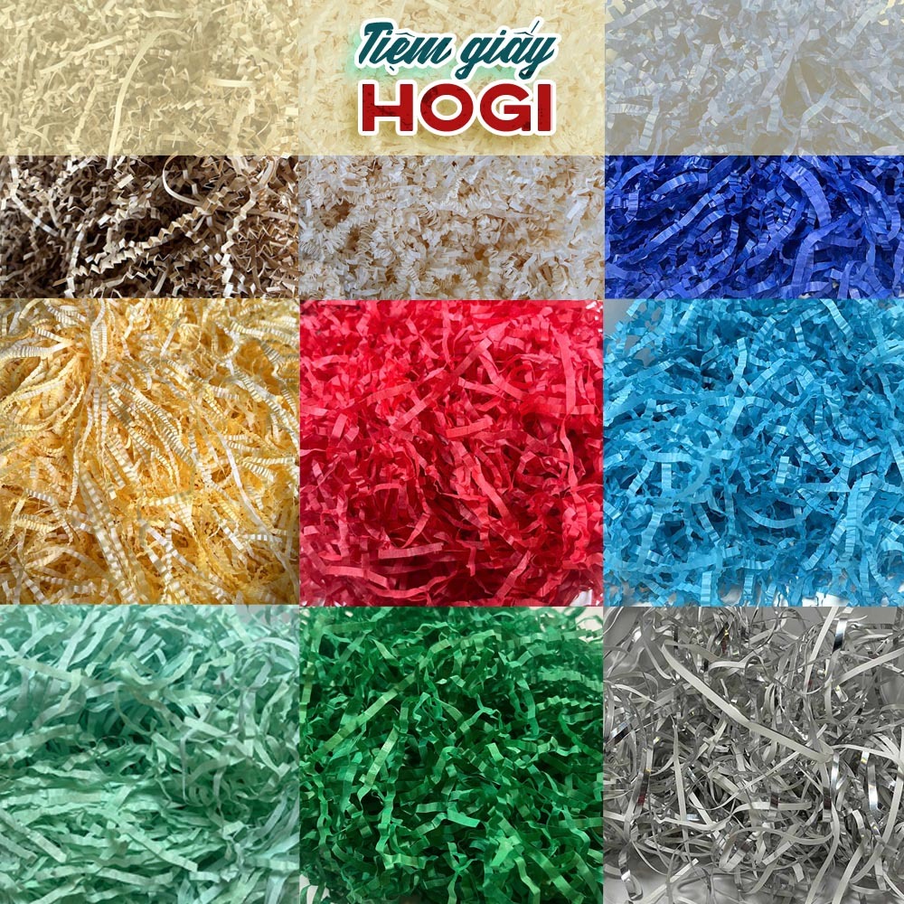 1kg giấy rơm lót hộp quà, giấy vụn cắt sợi nhiều màu, chống sốc trang ...