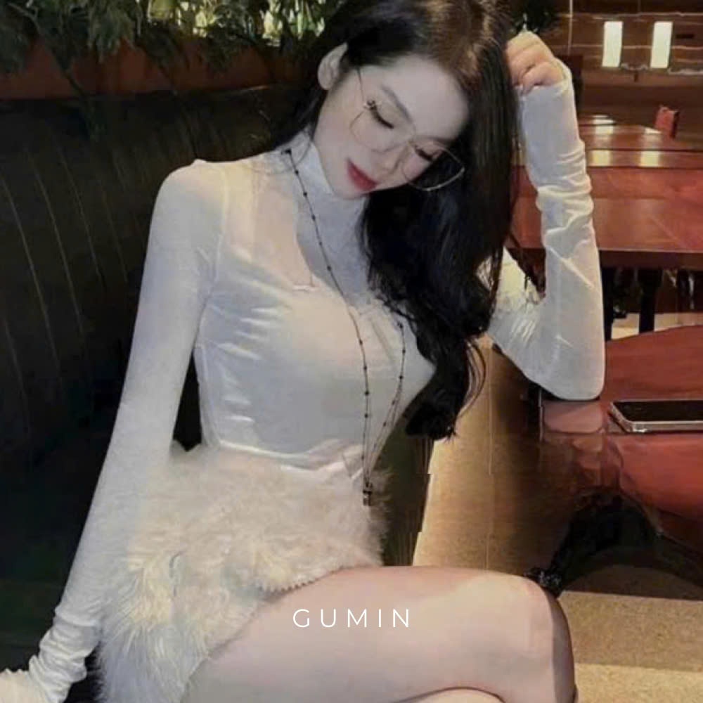 Áo thun giữ nhiệt GUMIN thiết kế cổ cao tay dài dáng ôm siêu co dãn, chất thun mềm dày dặn cao cấp