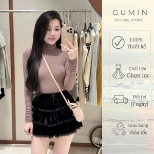 Áo thun giữ nhiệt GUMIN thiết kế cổ cao tay dài dáng ôm siêu co dãn, chất thun mềm dày dặn cao cấp