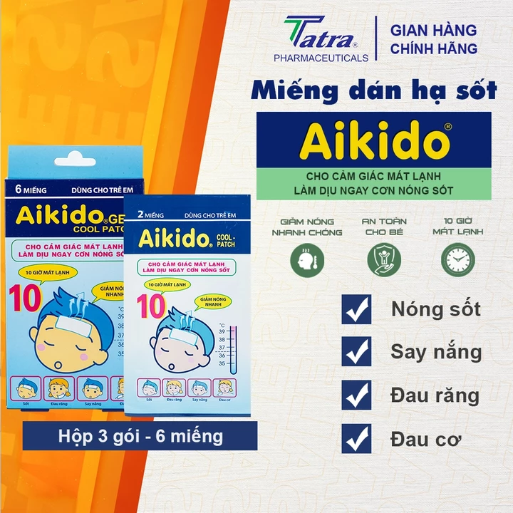 Miếng dán hạ sốt cho bé Aikido - Tatra, Hộp 6 Miếng