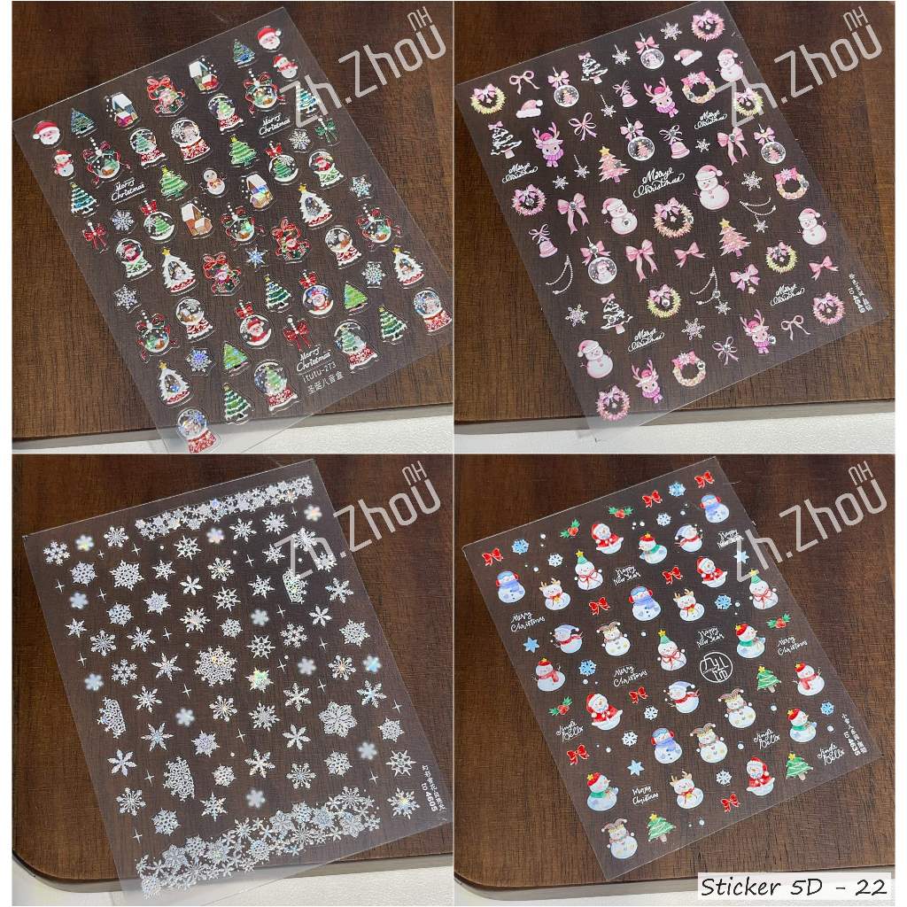 Sticker Ông Già Noel,sticker noel, Bông Tuyết Mẫu Mới- Trang Trí Móng Nail Nghệ Thuật Mùa Giáng Sinh 2026