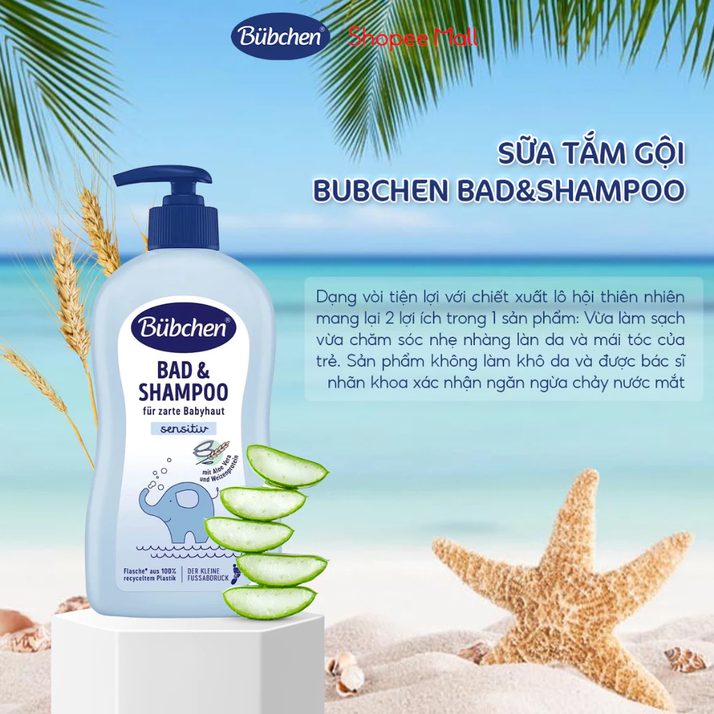 Sữa Tắm Bubchen Bad & Shampoo Bảo Vệ Da Cho Trẻ Sơ Sinh 400ml Bubchen Offical Store