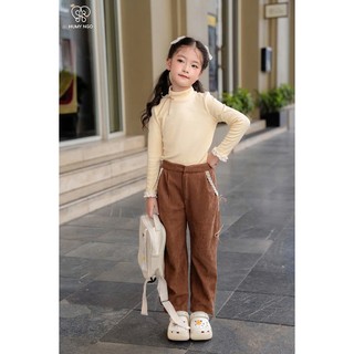 Quần Baggy Thu Đông bé gái HUMY NGO chất liệu nhung tăm mềm mại phong cách Hàn Quốc cho bé từ 15 - 42kg [Q89]