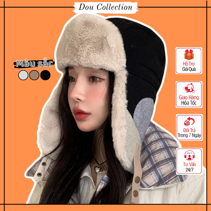 Mũ Len Unisex, Nón Len Phi Công Trơn Dày Dặn Giữ Ấm Phối 3 Màu Kèm Dây ...
