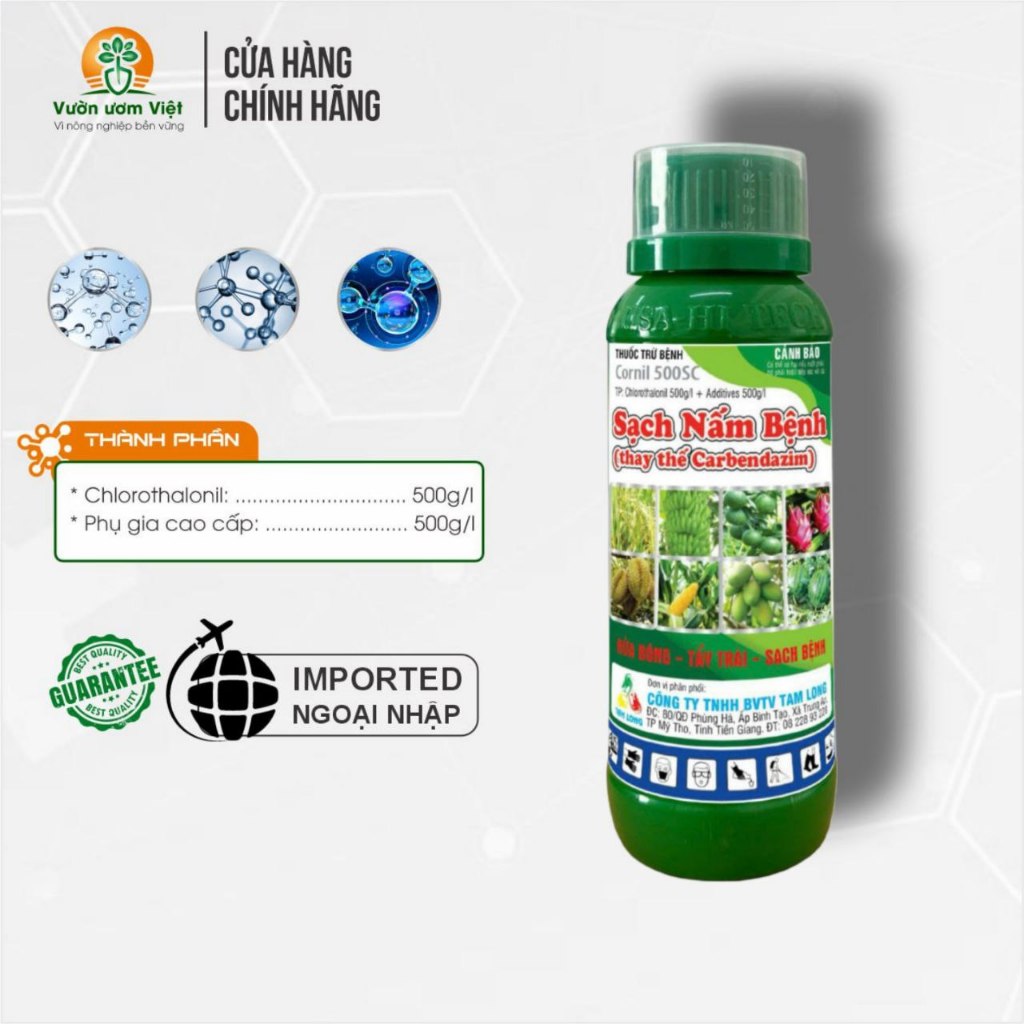 SẠCH NẤM BỆNH - Thuốc trừ bệnh thối trái, thán thư, xì mủ, ghẻ sẹo, đạo ôn, đốm nâu, đốm lá - 450ml