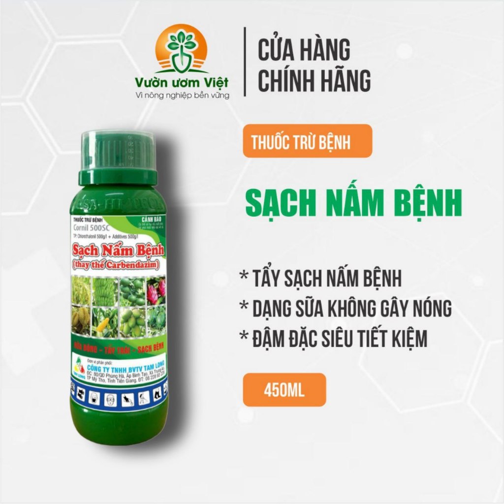 SẠCH NẤM BỆNH - Thuốc trừ bệnh thối trái, thán thư, xì mủ, ghẻ sẹo, đạo ôn, đốm nâu, đốm lá - 450ml