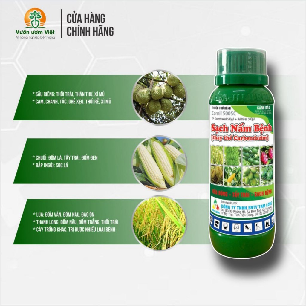 SẠCH NẤM BỆNH - Thuốc trừ bệnh thối trái, thán thư, xì mủ, ghẻ sẹo, đạo ôn, đốm nâu, đốm lá - 450ml