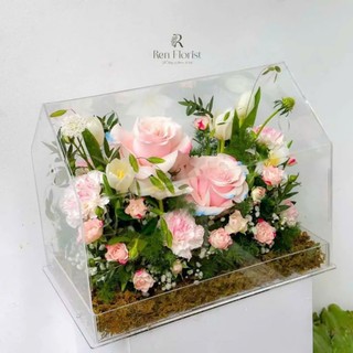 [CHUYÊN SỈ] Hộp Mica ngôi nhà - Hộp hoa Mica - Hộp trưng bày hoa - Hộp đựng quà