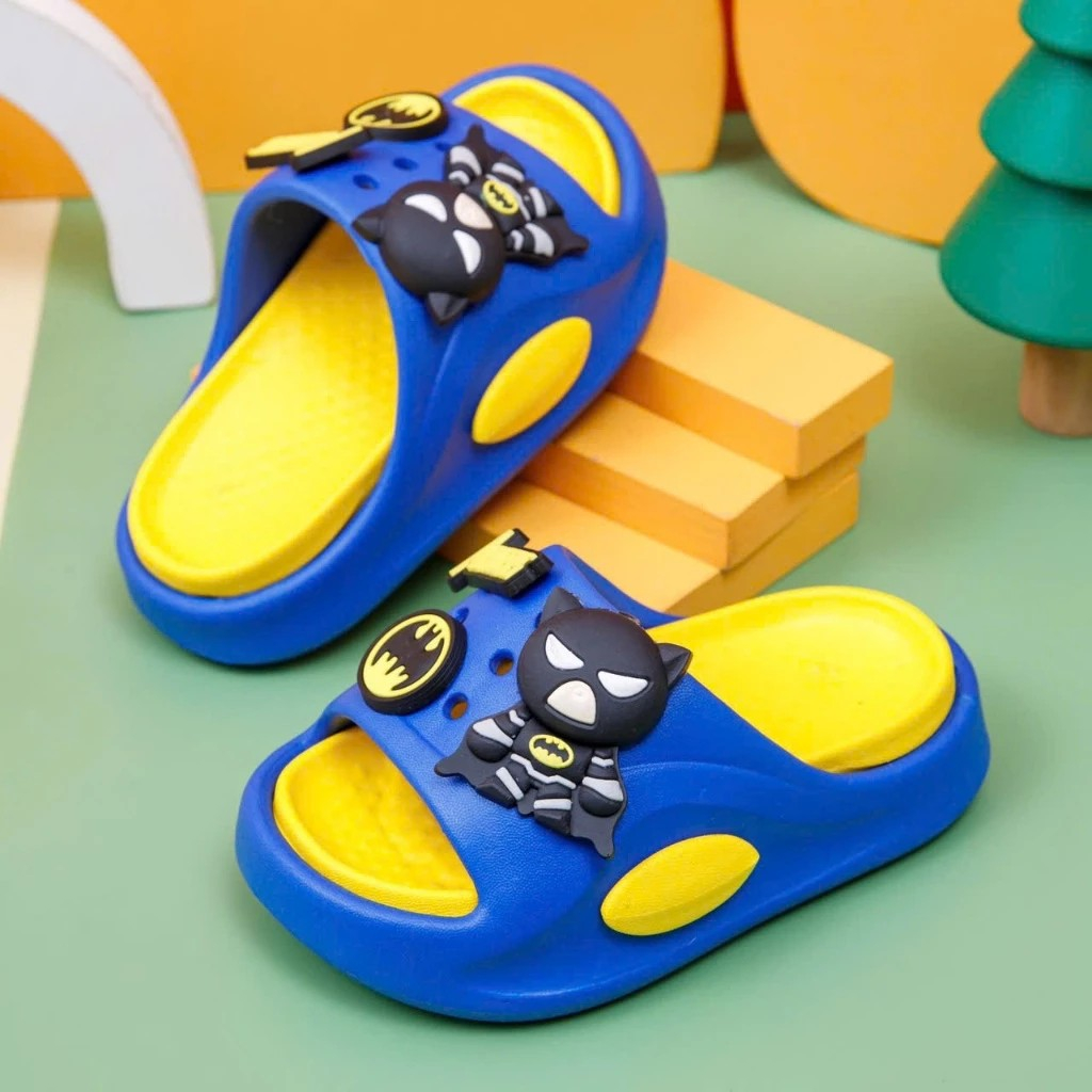 Dép bánh mì 2 lớp hình siêu nhân Người máy người dơi xịn mềm đế cao êm chân cho bé trai