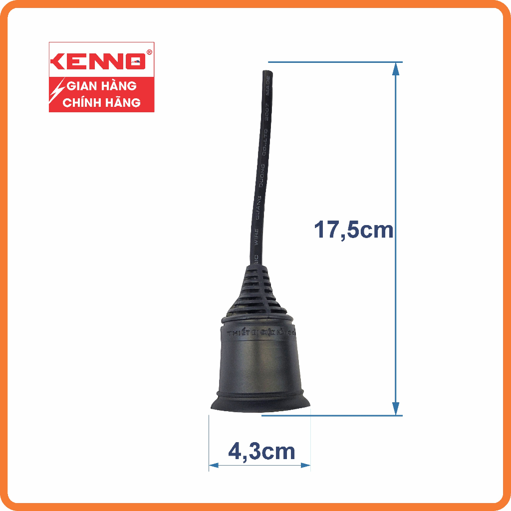 Dây đui đèn KENNO kín nước 27LD/T dây dài 10cm đui đèn ngoài trời chống nước