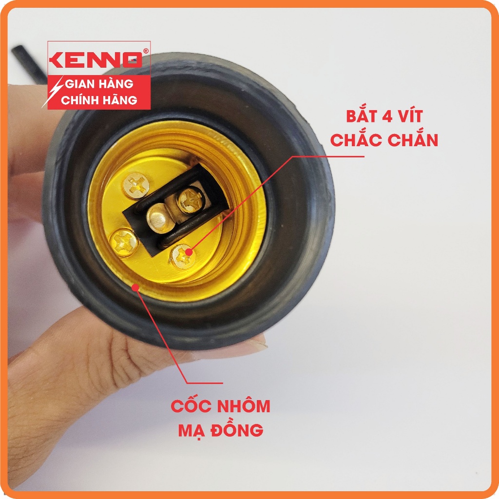 Dây đui đèn KENNO kín nước 27LD/T dây dài 10cm đui đèn ngoài trời chống nước