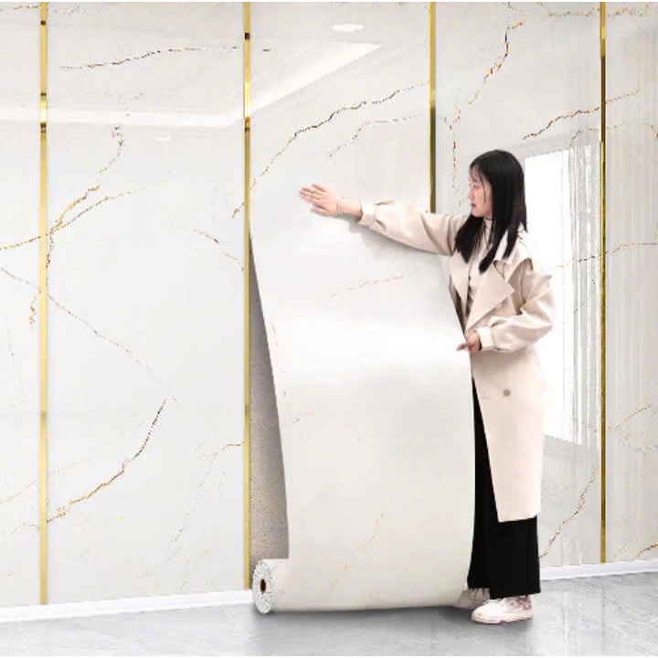 Tấm ốp tường PVC vân đá 60cm x3m có sẵn keo, Miếng dán tường đá cao cấp ...