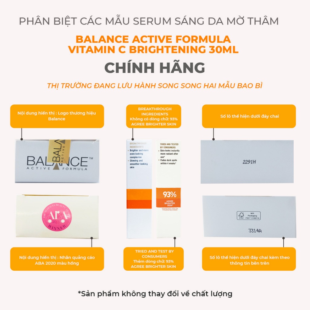 [ Livestream x Balance ] Serum Sáng Da, Mờ Thâm Balance Active Formula Vitamin C 3% Brightening 30ml