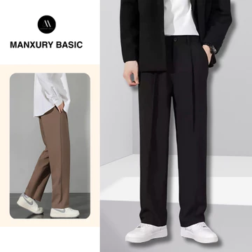 Quần baggy nam ống suông cạp chun co giãn quần ống côn dáng suông quần tây nam công sở mềm mịn 6515