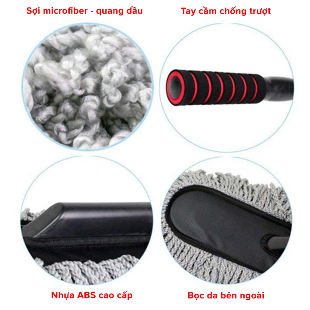Ảnh Chổi Rửa Xe Ô Tô Chổi Lau Xe Đa Năng Chính Hãng Amalife Cán Có Thể Kéo Dài Sợi Microfiber Quang Dầu 2