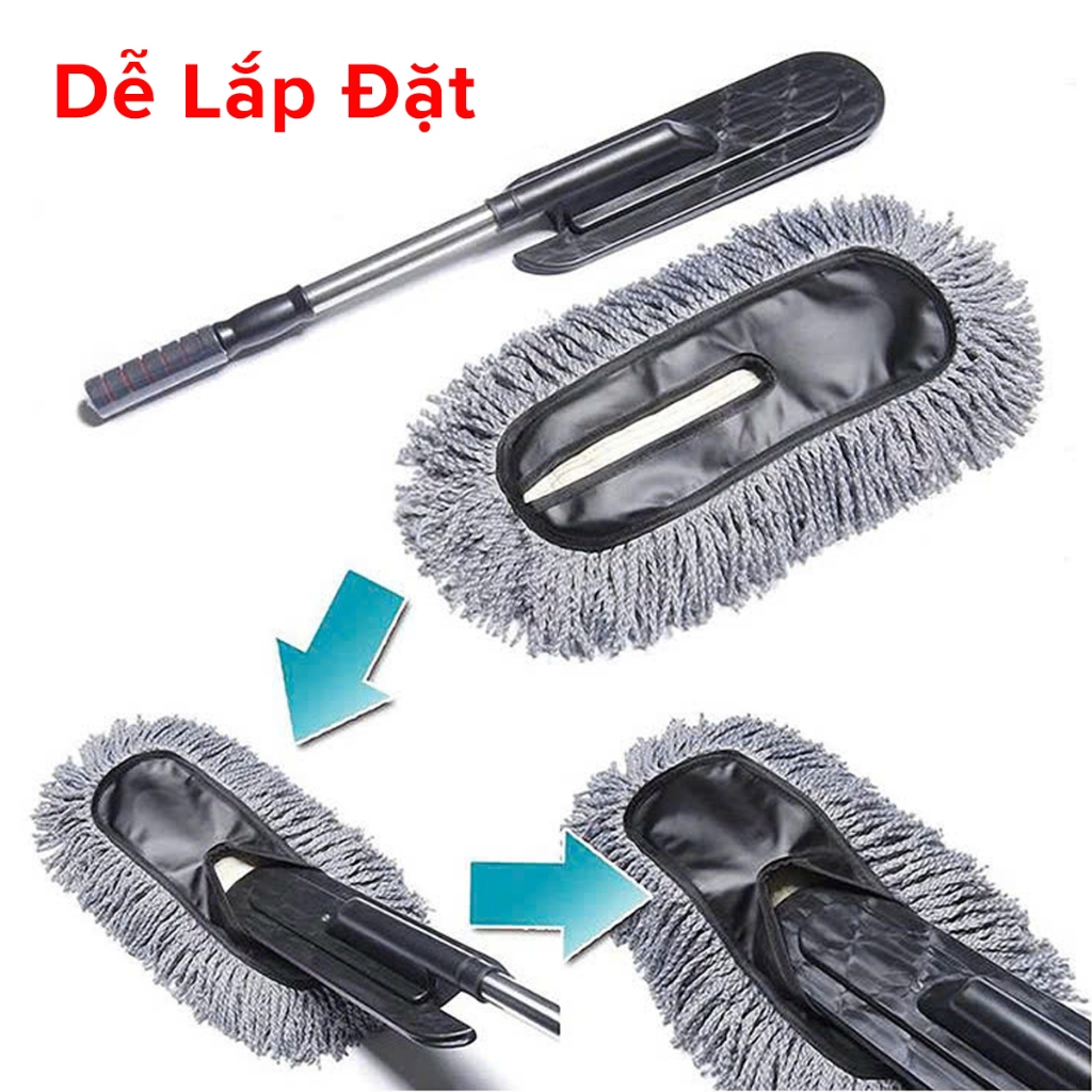 Ảnh Chổi Rửa Xe Ô Tô Chổi Lau Xe Đa Năng Chính Hãng Amalife Cán Có Thể Kéo Dài Sợi Microfiber Quang Dầu 3