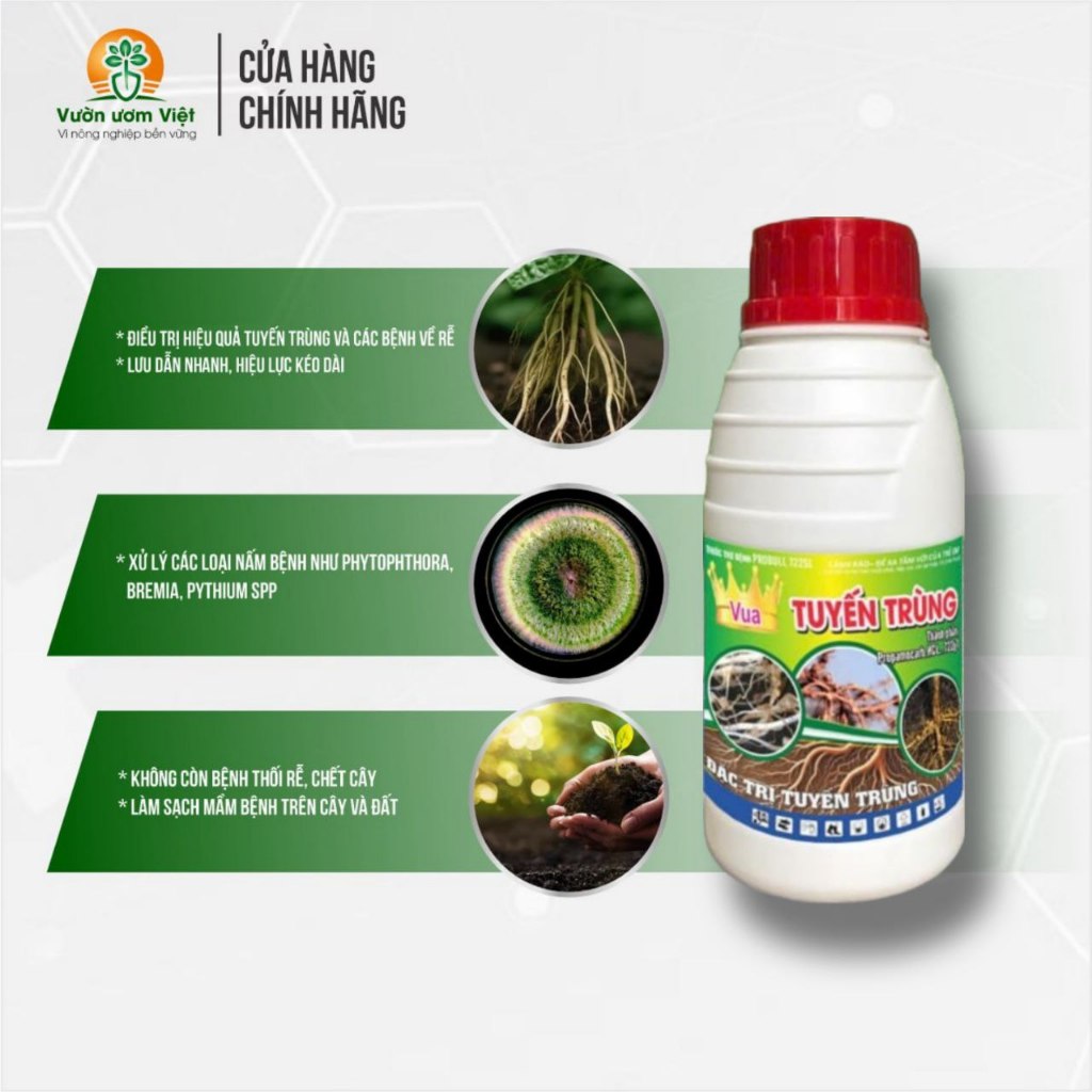 Thuốc trừ bệnh VUA TUYẾN TRÙNG - đặc trị tuyến trùng trên sầu riêng, mai vàng, cao su... 450ml