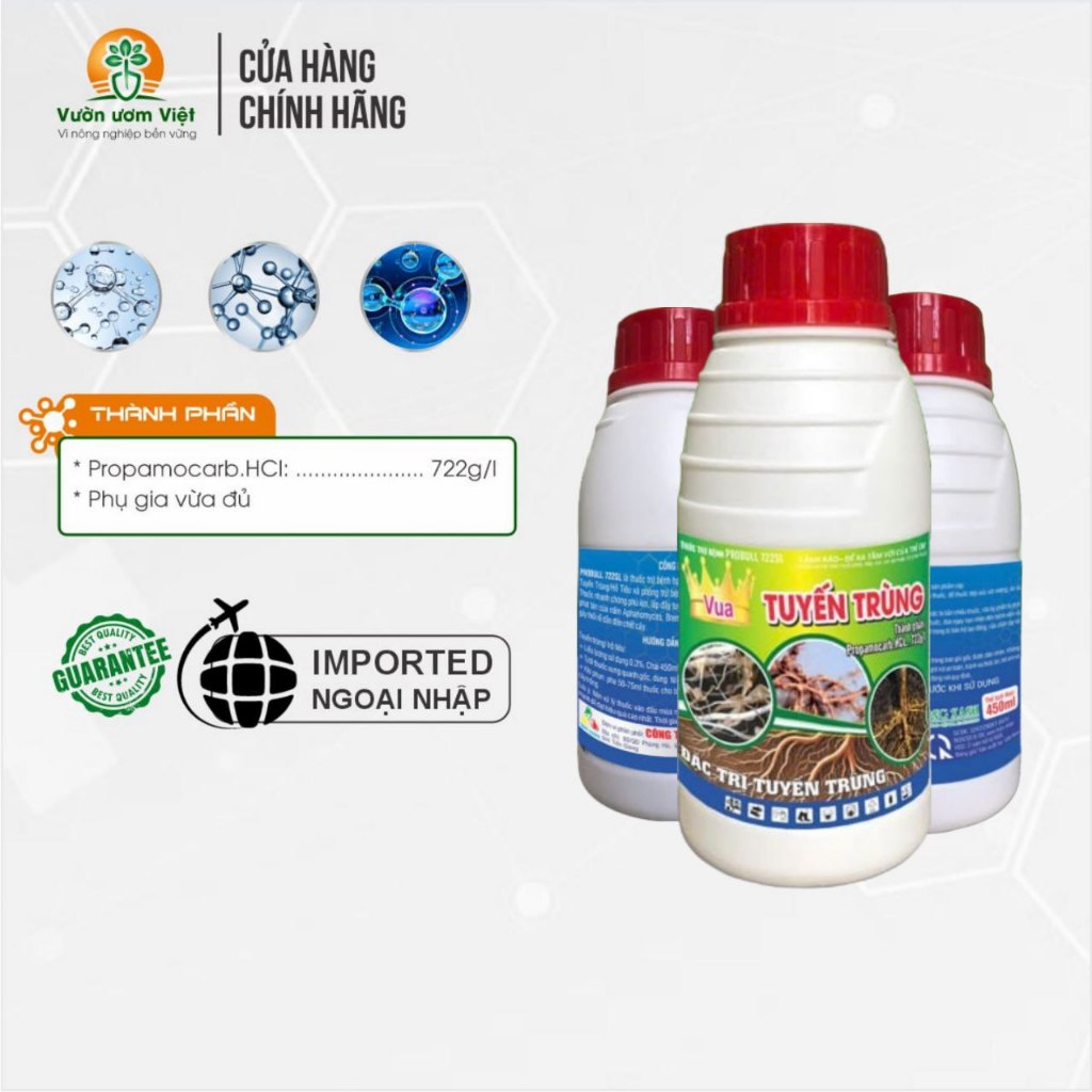 Thuốc trừ bệnh VUA TUYẾN TRÙNG - đặc trị tuyến trùng trên sầu riêng, mai vàng, cao su... 450ml
