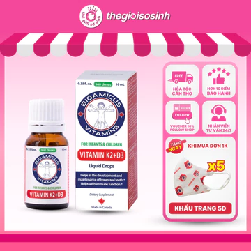 [✨329K FLASHSALE] BioAmicus Vitamin D3K2 MK7 Bổ Sung Vitamin D3 K2 Cho Bé Hỗ Trợ Xương Răng Phát Triển 10ml TGSS