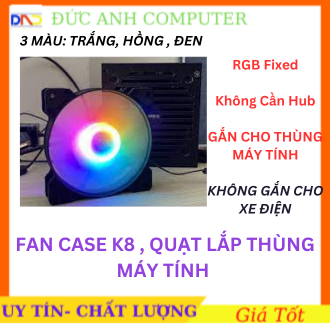 Quạt tản nhiệt, Fan Case Led COOLMOON/LEOPARD K8  Trắng  / Đen , Bảo Hành 3 Tháng, Tặng Kèm 4 Ốc , Led 7 Màu