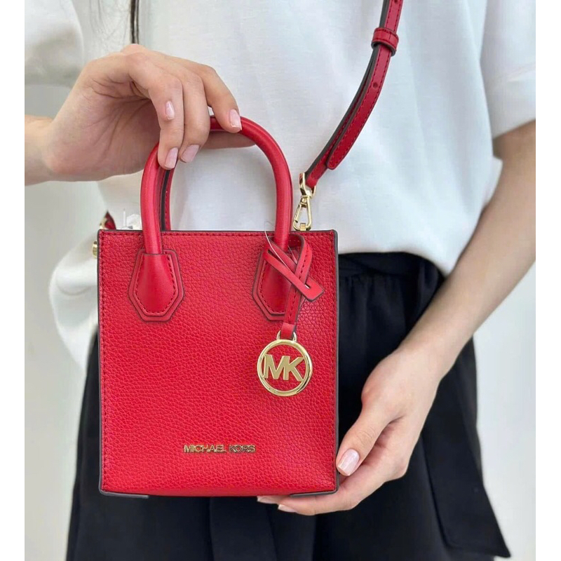 [Mỹ] Túi M.K Mercer Extra-Small Logo and Leather Crossbody màu đỏ size ...