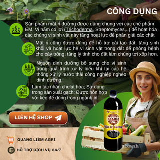 Mật Rỉ Đường SFARM Chai 1 Lít Đặng Gia Trang, Đẩy Nhanh Thời Gian Ủ Phân Dinh Dưỡng Cho Vi sinh Vật