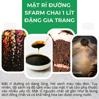 Mật Rỉ Đường SFARM Chai 1 Lít Đặng Gia Trang, Đẩy Nhanh Thời Gian Ủ Phân Dinh Dưỡng Cho Vi sinh Vật