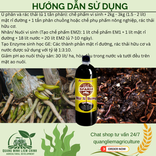 Mật Rỉ Đường SFARM Chai 1 Lít Đặng Gia Trang, Đẩy Nhanh Thời Gian Ủ Phân Dinh Dưỡng Cho Vi sinh Vật
