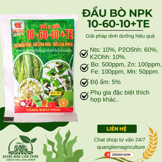 Phân bón lá Đầu Bò NPK 10-60-10+TE (gói 40gram), Tạo mầm hoa, siêu ra hoa, siêu hạ phèn