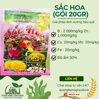 Phân bón hỗn hợp PK sắc hoa (gói 20gram) Long Phú giúp mập nụ to bông, đẹp màu tươi lâu, bông sáng