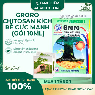 Phân bón lá Groro Chitosan 1 kích rễ cực mạnh - Gói 10ml Long Sinh, tạo bộ rễ khỏe, nảy mầm tốt
