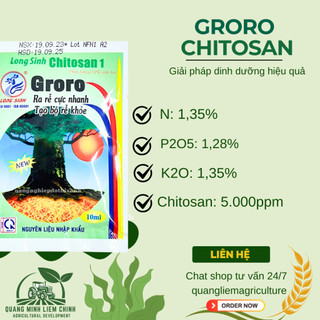 Phân bón lá Groro Chitosan 1 kích rễ cực mạnh - Gói 10ml Long Sinh, tạo bộ rễ khỏe, nảy mầm tốt