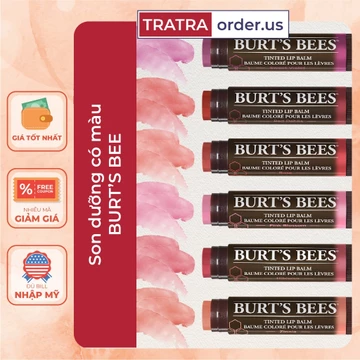 Son Dưỡng Có Màu Burts Bees Tinted Lip Balm 100% Tự Nhiên Burt Bee Tint - Hàng Mỹ