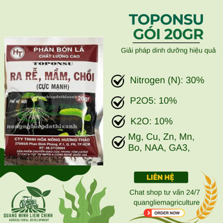 Phân bón kích ra mầm, chồi, rễ cực mạnh TOPONSU (gói 20gram) - cây cắt cành, ghép, giâm, kích ra rễ
