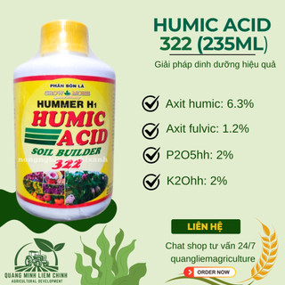 Phân Bón Hữu Cơ Acid Humic 322 Vàng Mỹ - Kích Rễ - Giải Độc - Cải Tạo Đất (Chai 235ml)