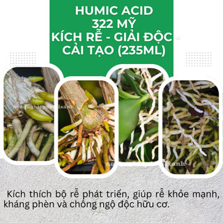 Phân Bón Hữu Cơ Acid Humic 322 Vàng Mỹ - Kích Rễ - Giải Độc - Cải Tạo Đất (Chai 1 Lít)