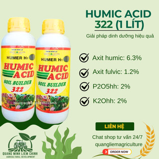 Phân Bón Hữu Cơ Acid Humic 322 Vàng Mỹ - Kích Rễ - Giải Độc - Cải Tạo Đất (Chai 1 Lít)