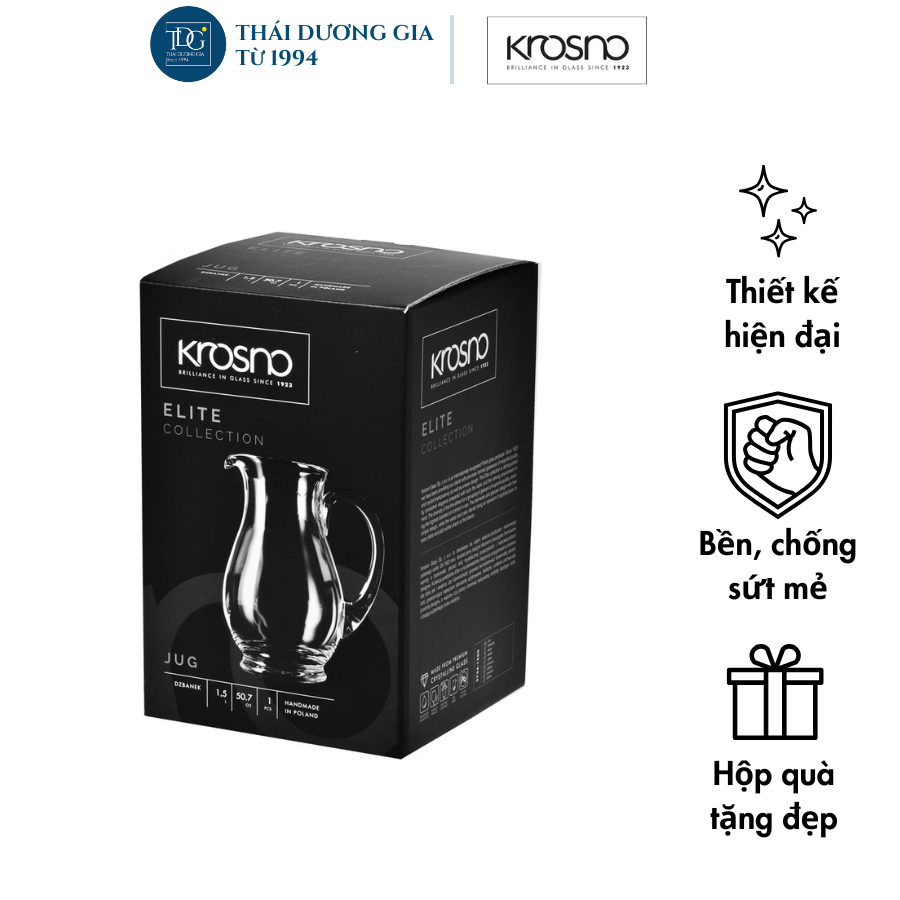Bình nước, rượu pha lê không chì handmade ELITE 1500ml Ba Lan Krosno - 788326 | Thái Dương Gia