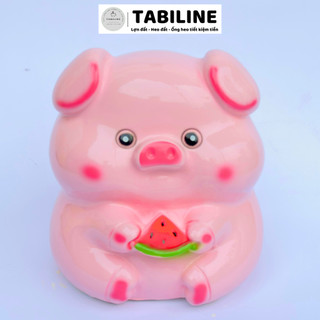 Heo đất ống tiết kiệm tiền lỗ tròn heo dưa hấu size to đẹp LD61 - TABILINE
